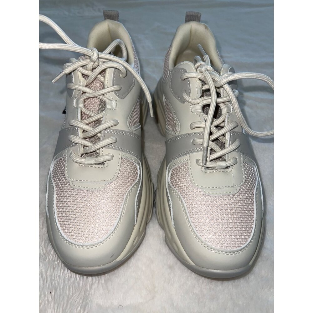 Steve Madden PLIMM Chunky Sneaker, Size 10M –Beige, mesh, PU Leather, New no box - Picture 2 of 10